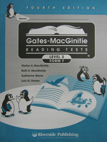 (image for) Gates-MacGinitie Reading Tests 4e Level 3 Form T Test (Pk)