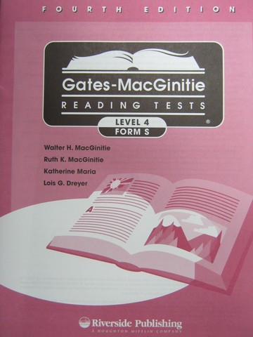 (image for) Gates-MacGinitie Reading Tests 4e Level 4 Form S Test (Pk)