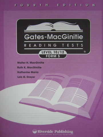 (image for) Gates-MacGinitie Reading Tests 4e Level 10/12 Form S Test (Pk)