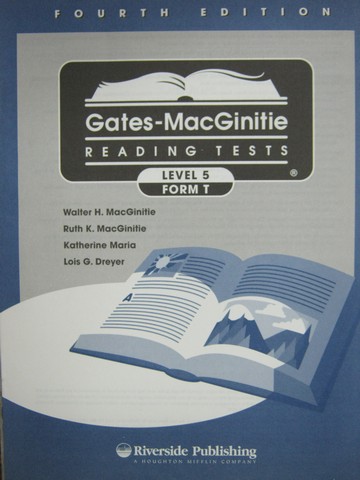 Gates-MacGinitie Reading Tests 4e Level 5 Form T Test (Pk) [4640_10500] - $48.95 : K-12 Quality ...