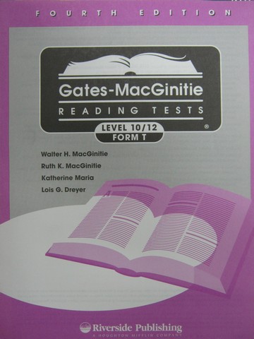 (image for) Gates-MacGinitie Reading Tests 4e Level 10/12 Form T Test (Pk)