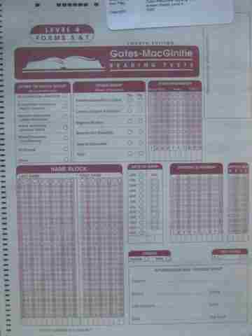 (image for) Gates-MacGinitie Reading Tests 4e Level 4 S&T Answer Sheets (Pk)