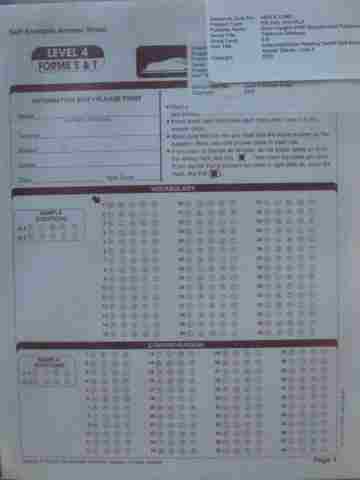 (image for) Gates-MacGinitie Reading Tests 4e Level 4 S&T Answer Sheets (Pk)