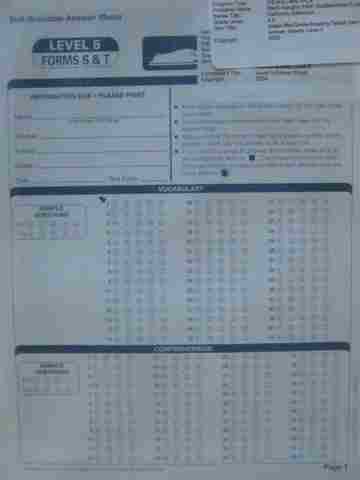 (image for) Gates-MacGinitie Reading Tests 4e Level 5 S&T Answer Sheets (Pk)