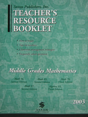 (image for) Saxon Middle Grades Mathematics TRB 2003 (TE)(P)