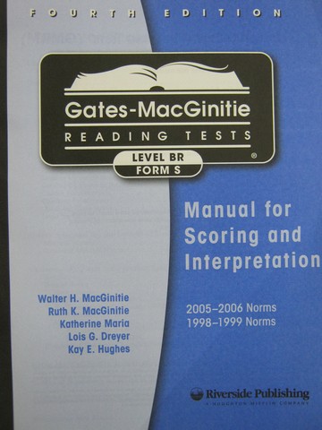 (image for) Gates-MacGinitie Reading Tests 4e Level BR Form S Manual (P)