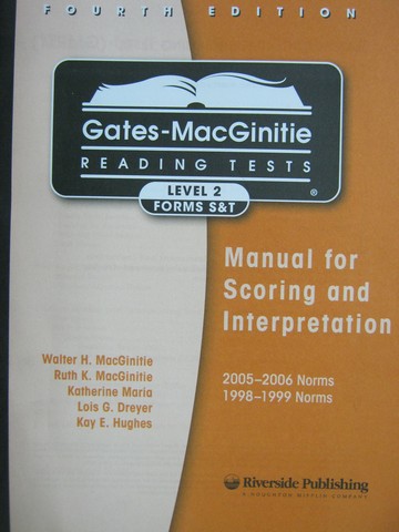 (image for) Gates-MacGinitie Reading Tests 4e Level 2 Forms S&T Manual (P)
