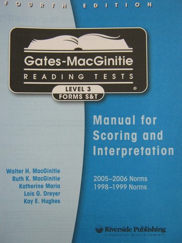 (image for) Gates-MacGinitie Reading Tests 4e Level 3 Forms S&T Manual (P)