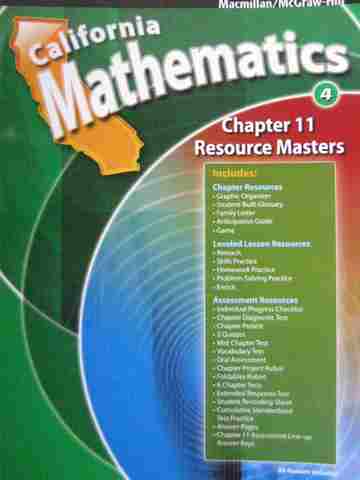 (image for) California Mathematics 4 Chapter 11 Resource Masters (CA)(P)
