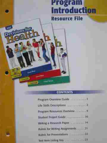 (image for) Decisions for Health Resource File Program Introduction (P)