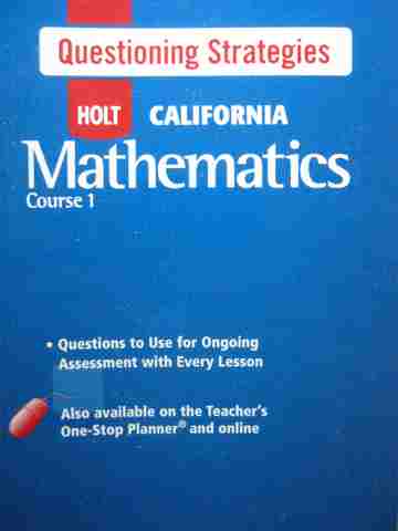 (image for) California Mathematics Course 1 Questioning Strategies (Spiral)