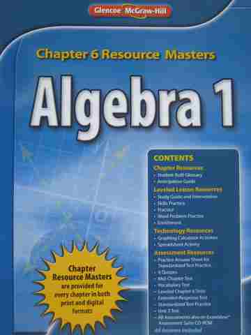 (image for) Algebra 1 Common Core Chapter 6 Resource Masters (P)