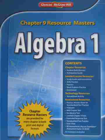 (image for) Algebra 1 Common Core Chapter 9 Resource Masters (P)
