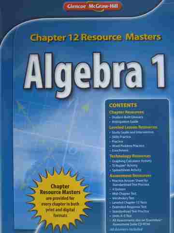 (image for) Algebra 1 Common Core Chapter 12 Resource Masters (P)