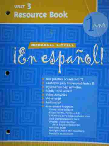 (image for) En espanol! 1uno Unit 3 Resource Book (P)