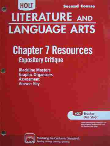 (image for) Literature & Language Arts 2nd Course Chapter 7 Resources (CA)(P