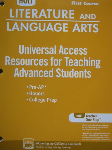 (image for) Resources for Teaching Advanced Students 1st Course (CA)(P)
