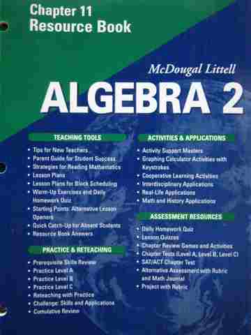 (image for) Algebra 2 Applications Equations Graphs Chapter 11 Resource (P)