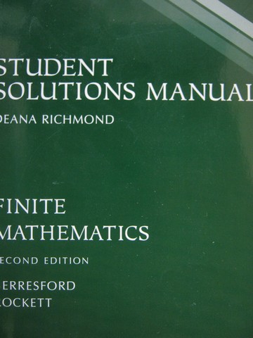 (image for) Finite Mathematics 2nd Edition Student Solutions Manual (P)