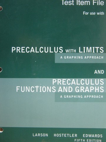 (image for) Precalculus with Limits 5th Edition Test Item File (P)