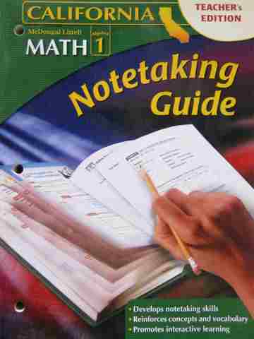 (image for) Math Algebra 1 California Notetaking Guide TE (CA)(TE)(P)