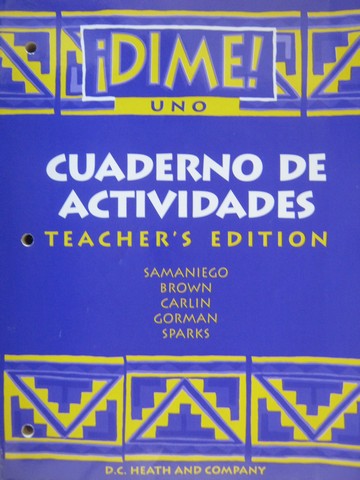 (image for) Dime! Uno Cuaderno de actividades TE (TE)(P) by Samaniego,