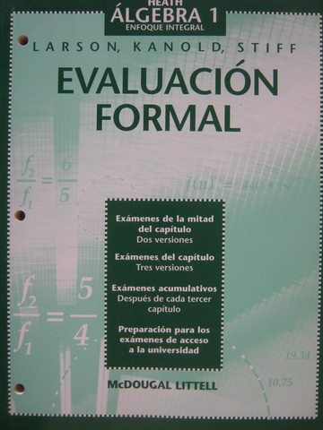 (image for) Heath Algebra 1 Enfoque Integral Evaluacion Formal (P)