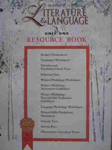 (image for) Literature & Language 9 Orange Level Unit 1 Resource Book (P)