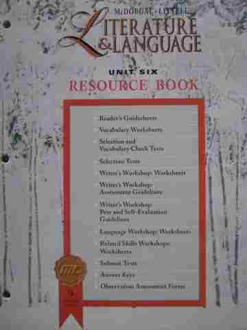 (image for) Literature & Language 9 Orange Level Unit 6 Resource Book (P)