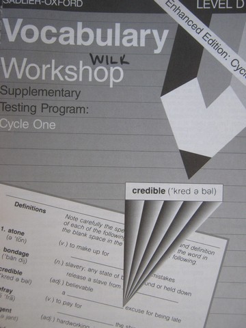 (image for) Vocabulary Workshop Enhanced Edition Level D Testing Cycle 1 (P)