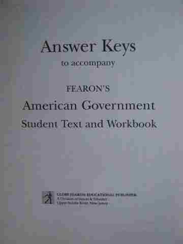 (image for) Fearon's American Government Text & Workbook Answer Keys (P)