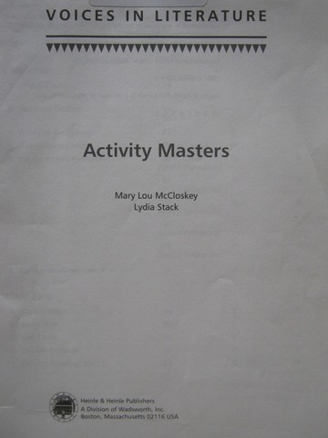 (image for) Voices in Literature Silver Activity Masters (P) by McCloskey,