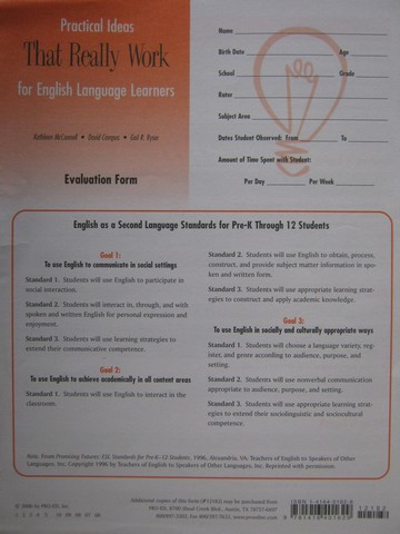 (image for) Practical Ideas That Really Work for ELL Evaluation Form (P)