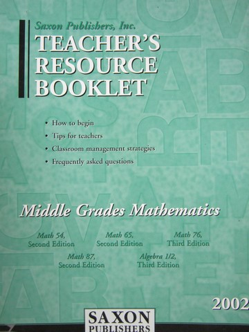 (image for) Saxon Middle Grades Mathematics TRB 2002 (TE)(P)