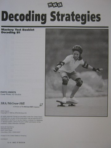 (image for) SRA Corrective Reading Decoding B1 Mastery Test Booklet (P)