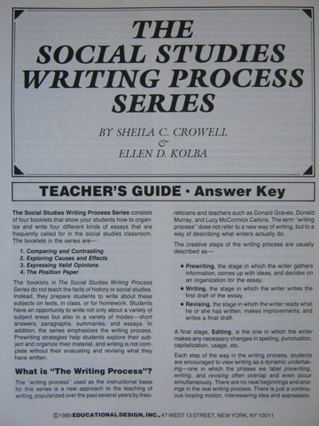 (image for) Social Studies Writing Process Series TG & Answer Key (TE)(P)