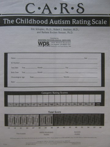 (image for) CARS The Childhood Autism Rating Scale (P) by Schopler, Reichler