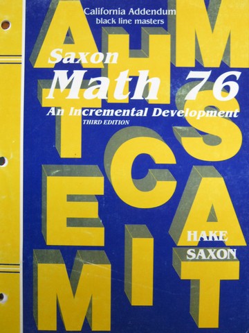 (image for) Saxon Math 76 3rd Edition California Addendum BLM (CA)(P)
