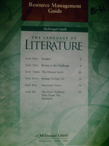 (image for) Language of Literature 8 Resource Management Guide (P)