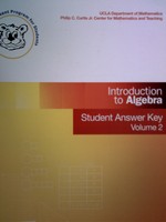 (image for) Introduction to Algebra Student Answer Key Volume 2 (Spiral)