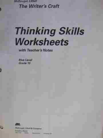 (image for) Writer's Craft 10 Blue Level Thinking Skills Worksheets with Teacher's Notes (TE)(P)