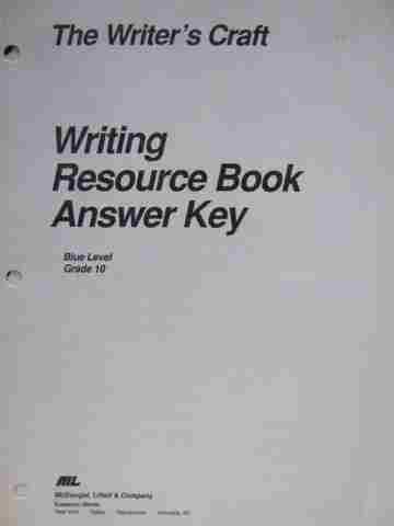 (image for) Writer's Craft 10 Blue Level Writing Resource Book Answer Key (P)